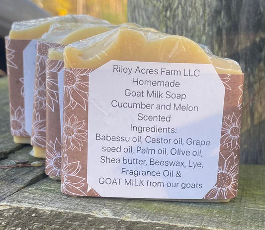 Cucumber and Melon Scented Goat Milk Soap Bar